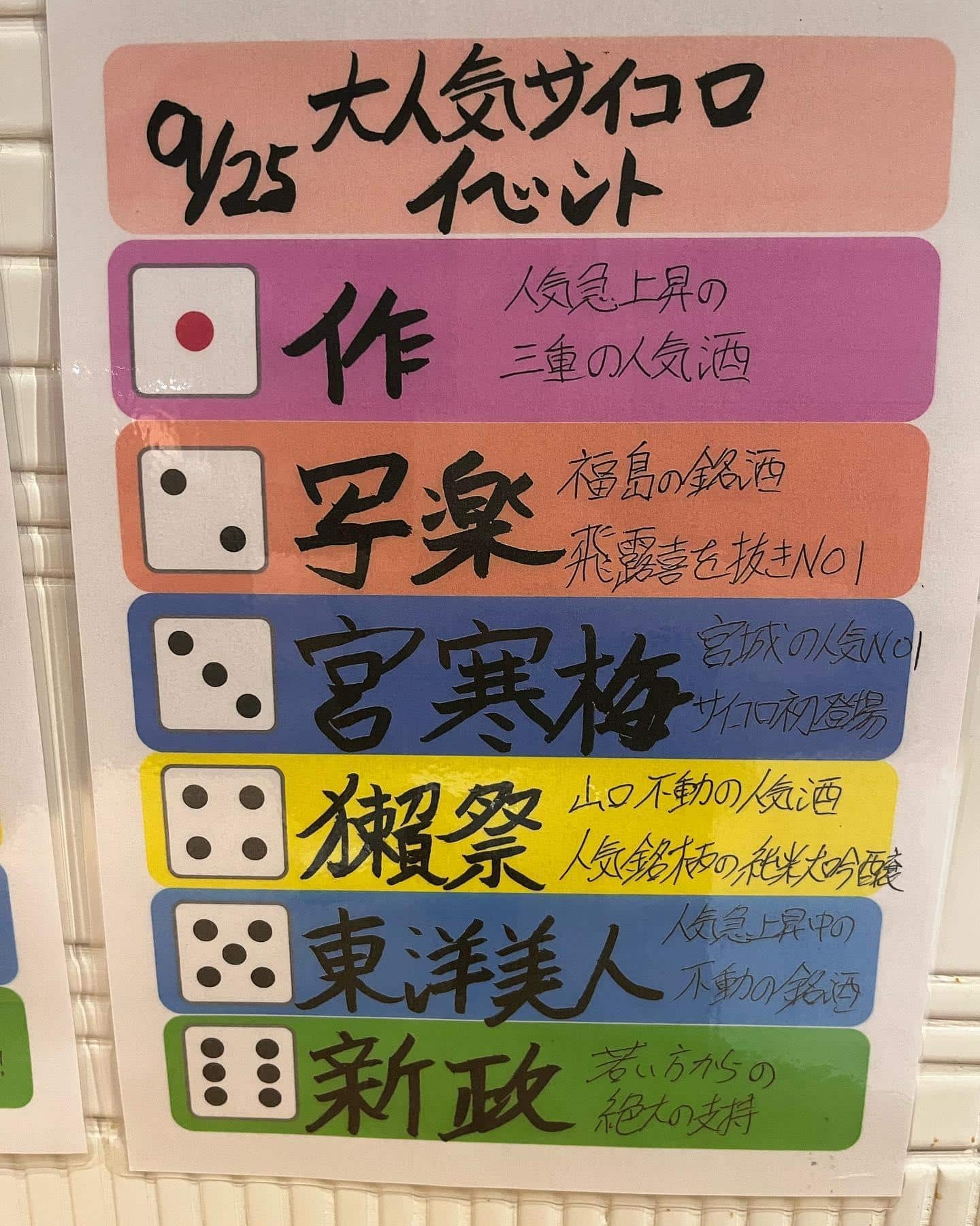 大人気！サイコロイベント@品川日本酒/品川居酒屋